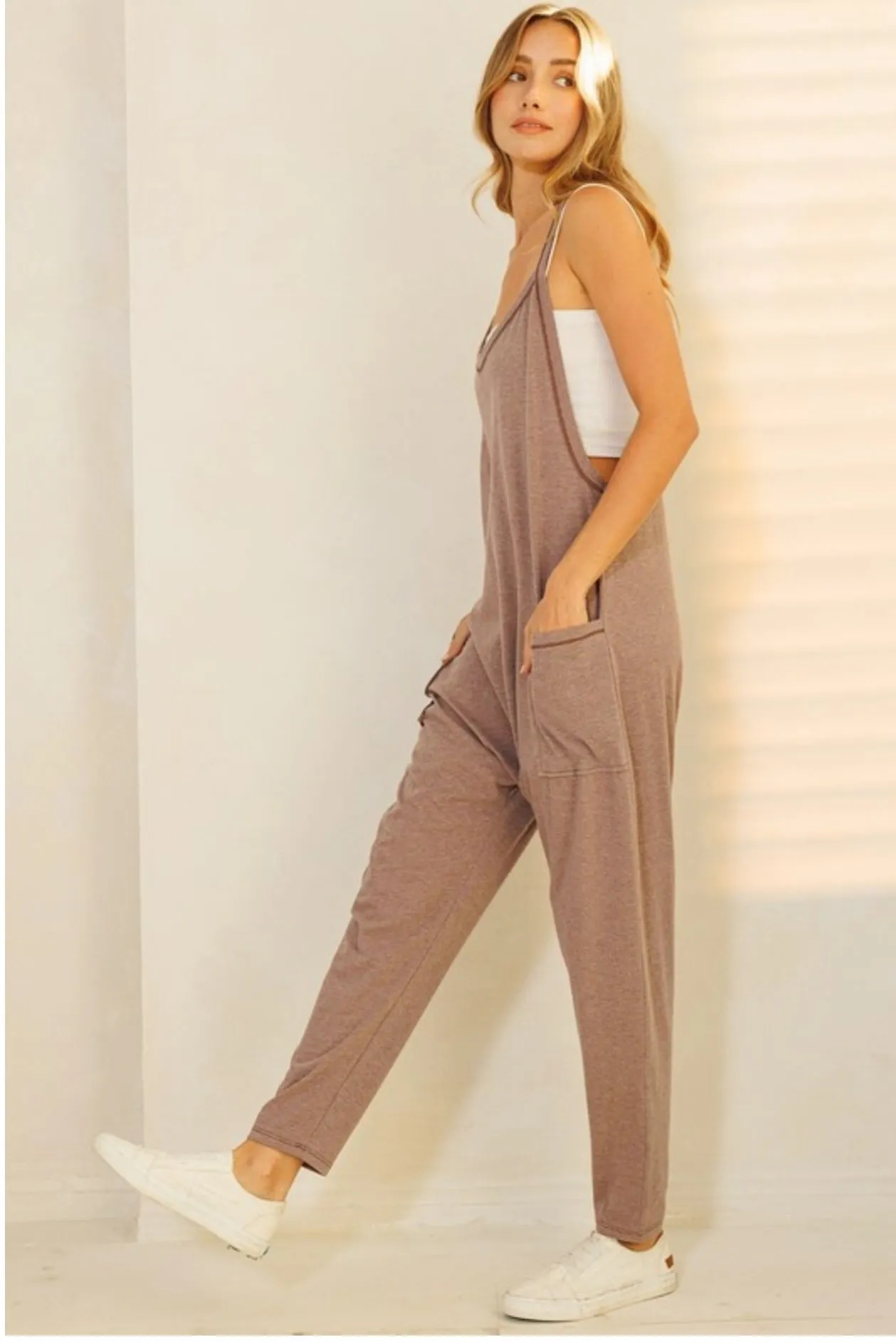 "Better Late Than Never" Solid Harem Jumpsuit