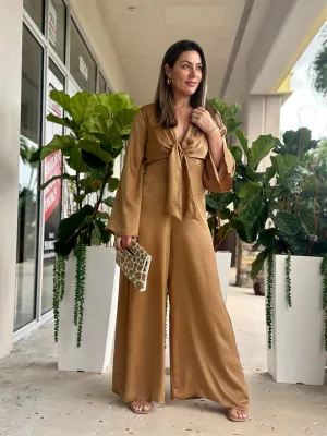 "Hollie" Long Sleeve Tie In The Front Jumpsuit