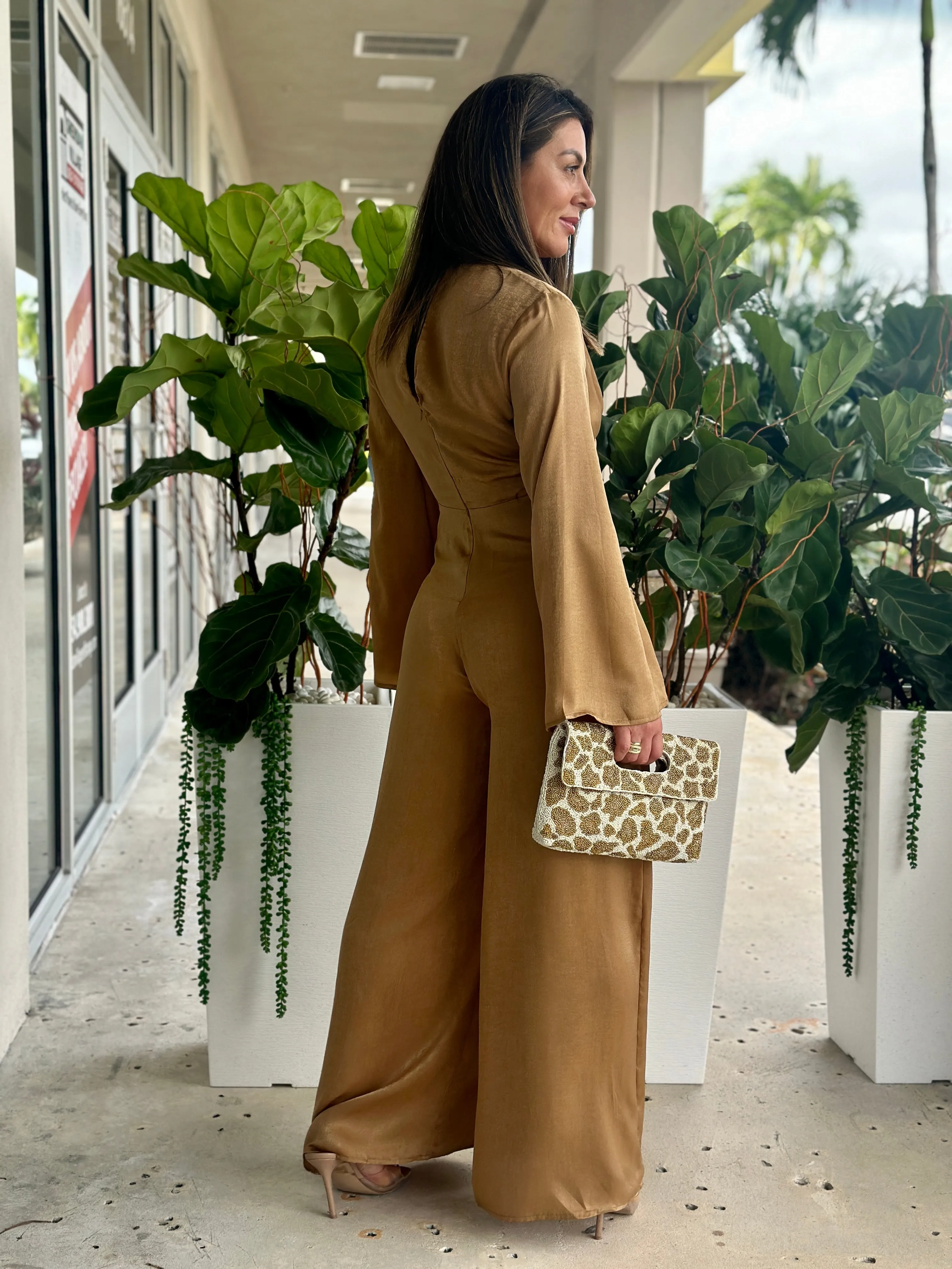 "Hollie" Long Sleeve Tie In The Front Jumpsuit