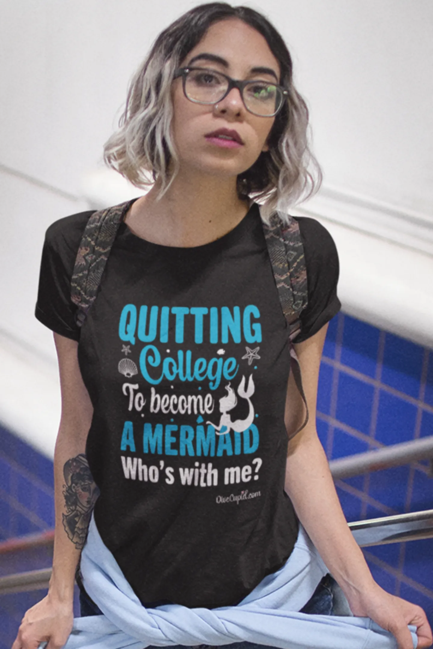 "Quitting College to become a Mermaid" Fitted T-shirt