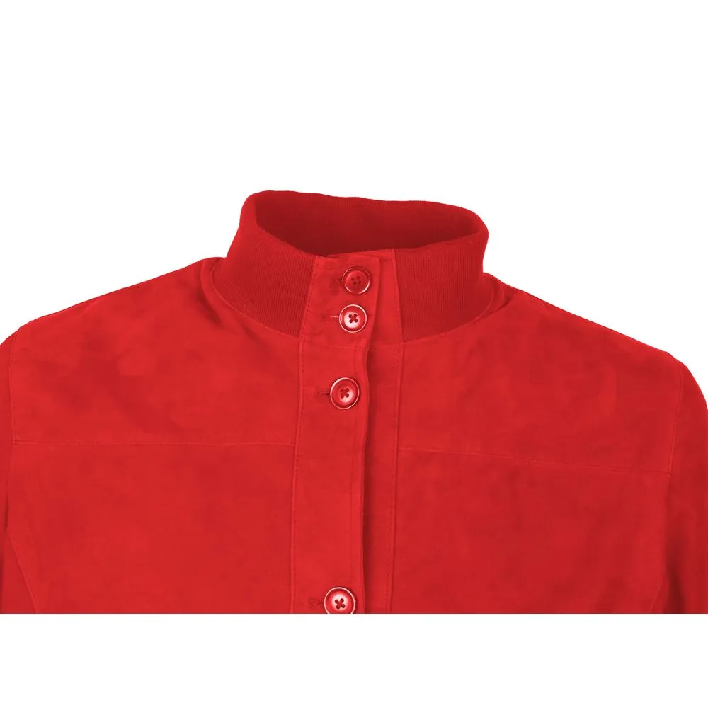 Red Calfskin Men Bomber Jacket