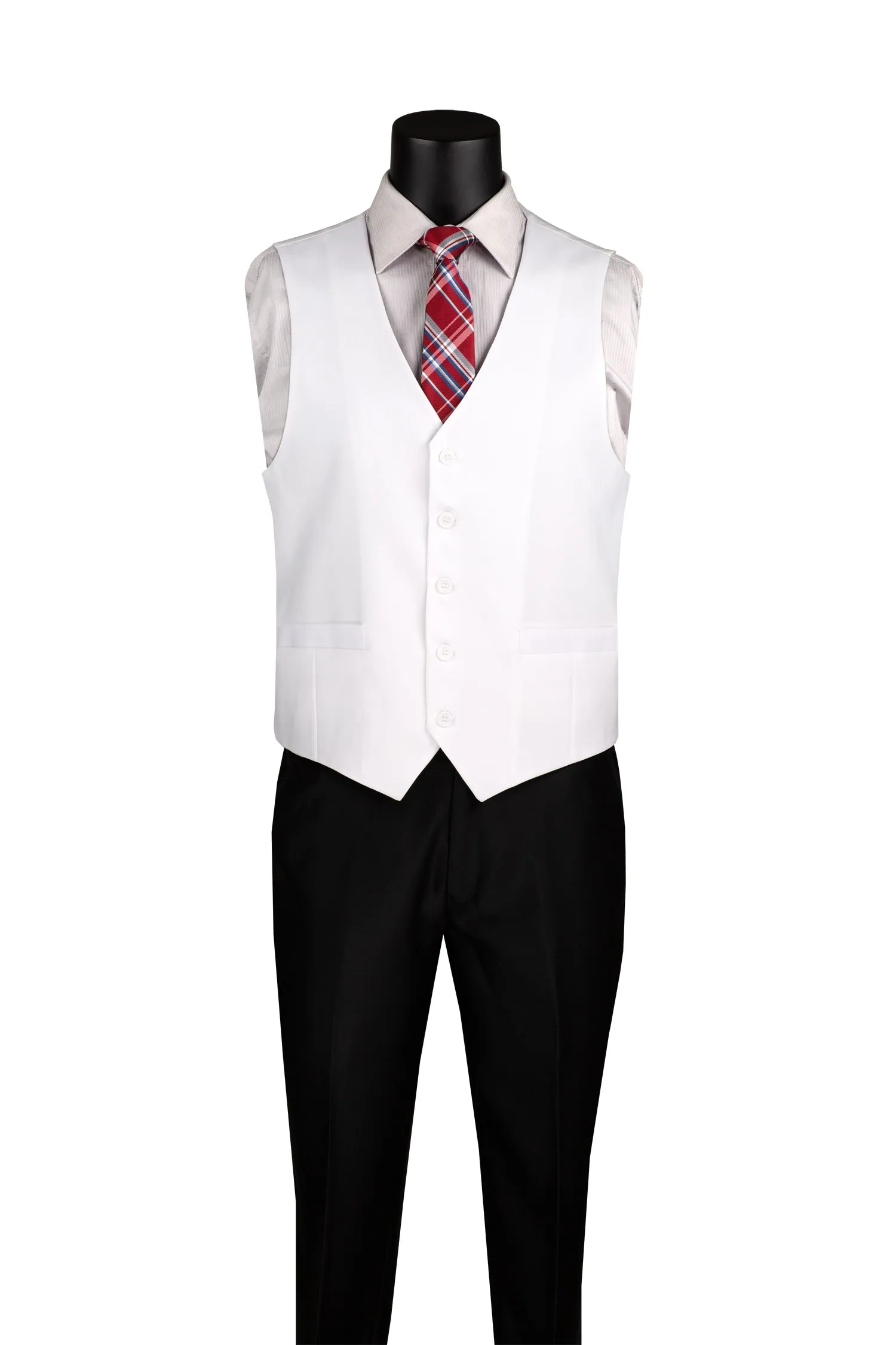 Regular Fit 5 Buttons Vest (White) V-PP