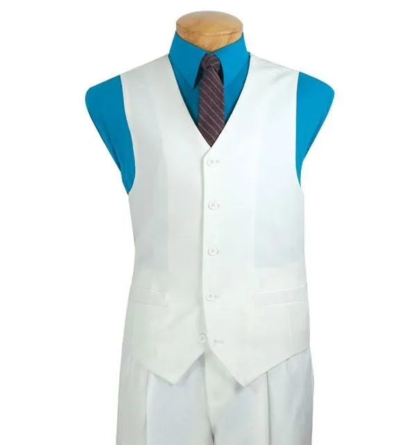 Regular Fit 5 Buttons Vest (White) V-PP