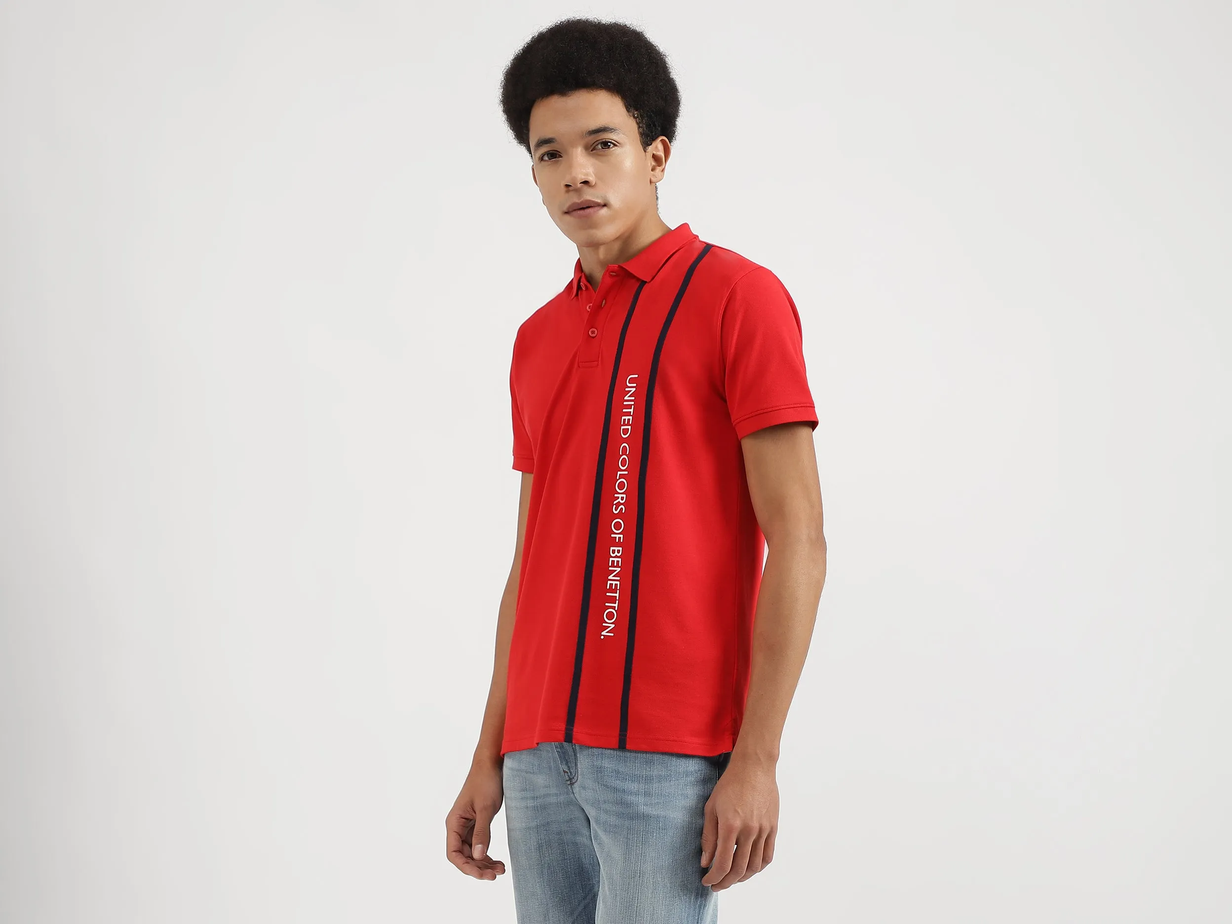 Regular Fit Polo Neck Printed T-Shirts