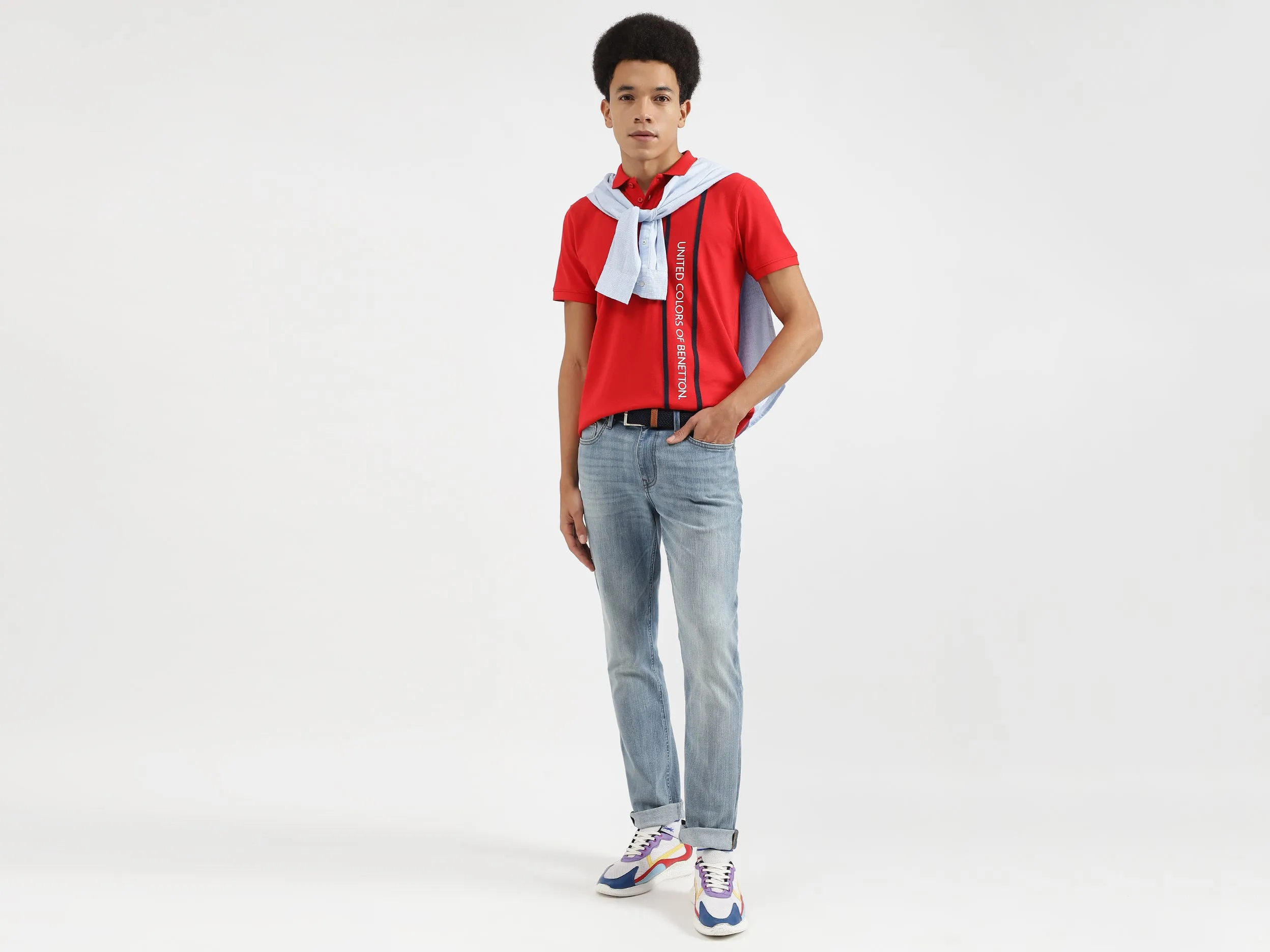 Regular Fit Polo Neck Printed T-Shirts