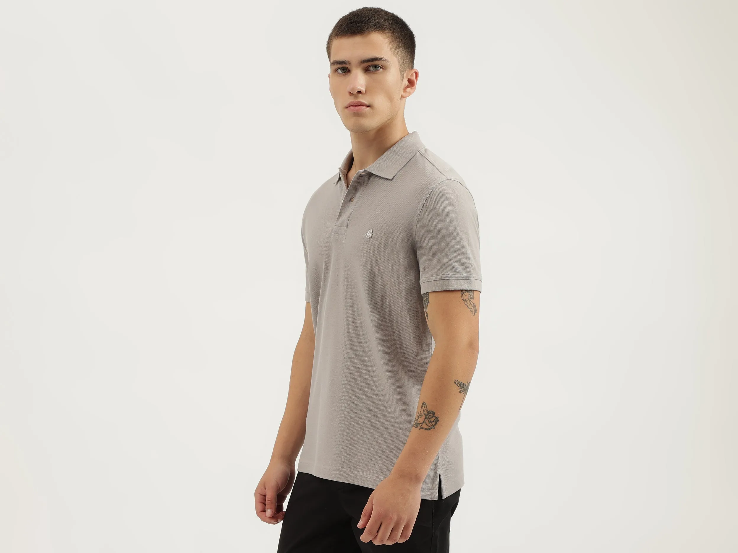 Regular Fit Polo Neck Solid T-shirts
