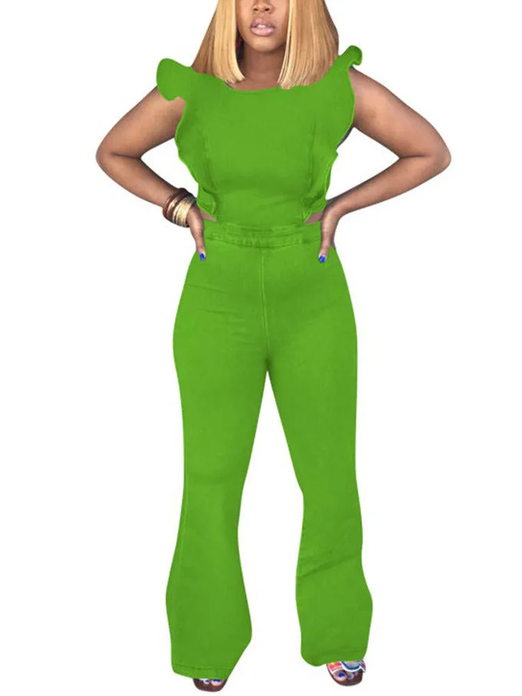 Ruffled Wide Leg Jumpsuit