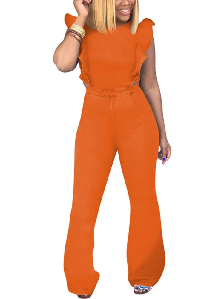Ruffled Wide Leg Jumpsuit