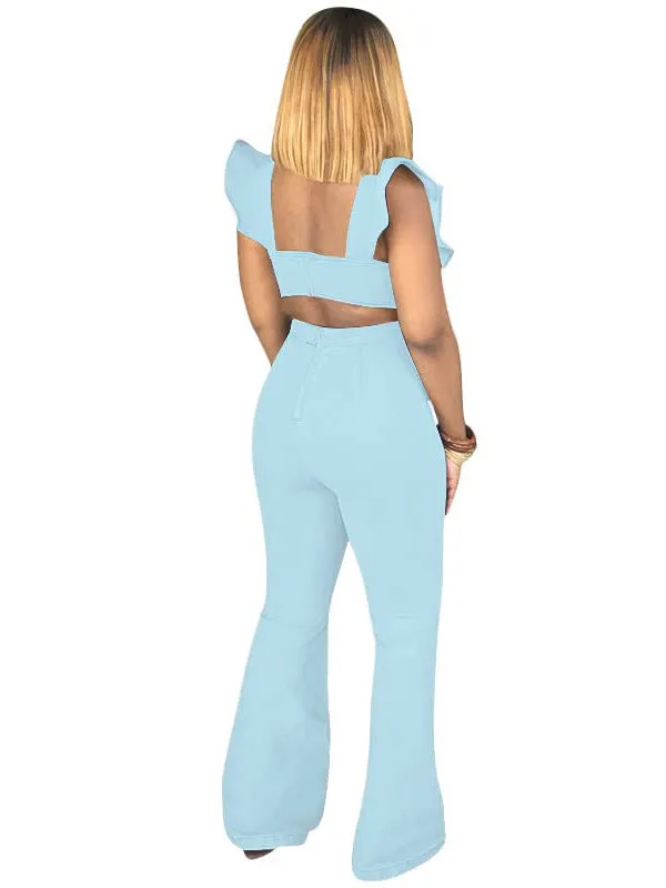 Ruffled Wide Leg Jumpsuit