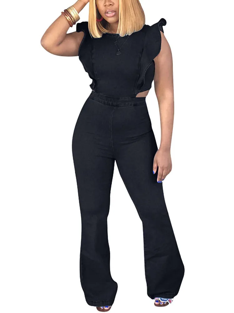 Ruffled Wide Leg Jumpsuit