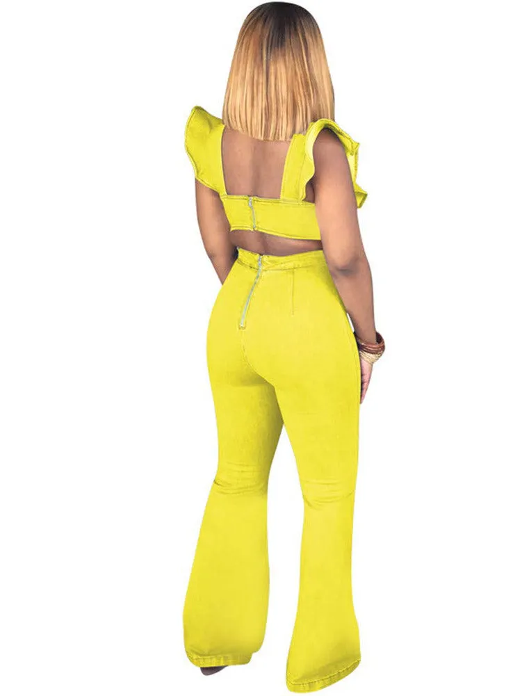 Ruffled Wide Leg Jumpsuit