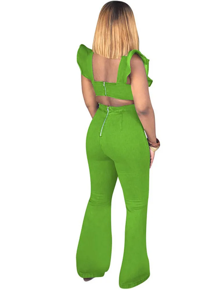 Ruffled Wide Leg Jumpsuit
