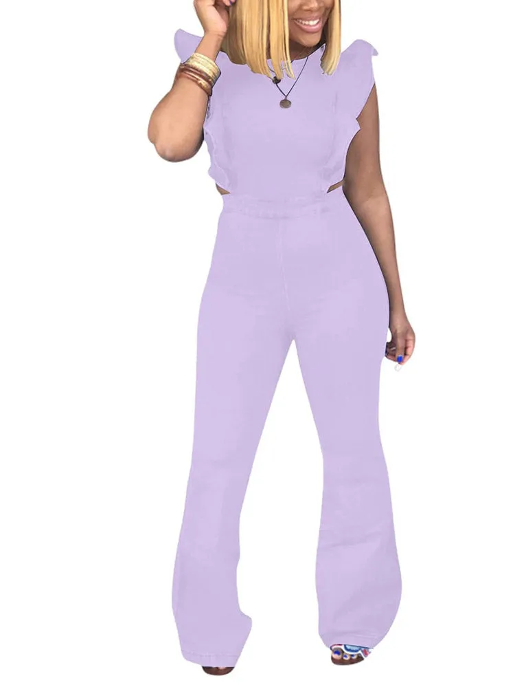 Ruffled Wide Leg Jumpsuit