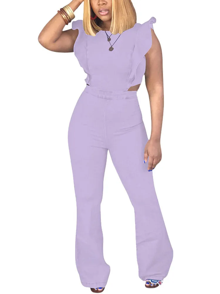 Ruffled Wide Leg Jumpsuit