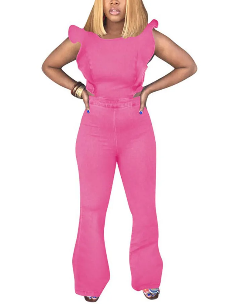 Ruffled Wide Leg Jumpsuit