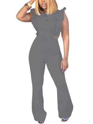 Ruffled Wide Leg Jumpsuit