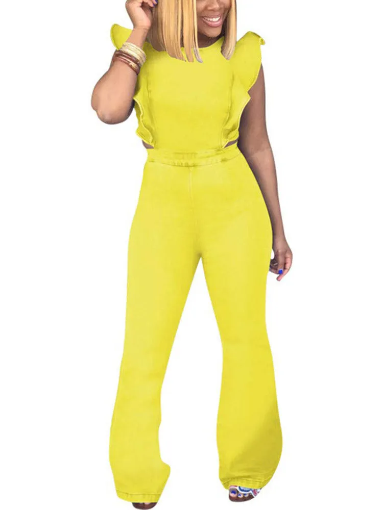 Ruffled Wide Leg Jumpsuit