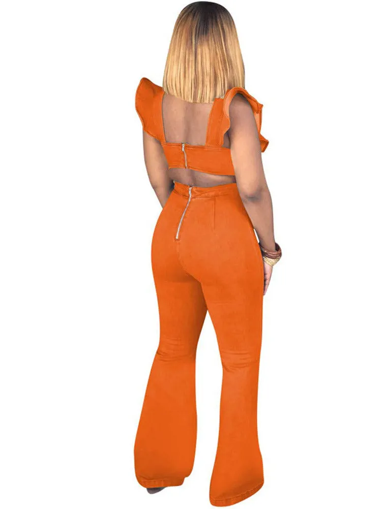 Ruffled Wide Leg Jumpsuit