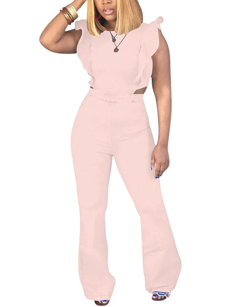Ruffled Wide Leg Jumpsuit