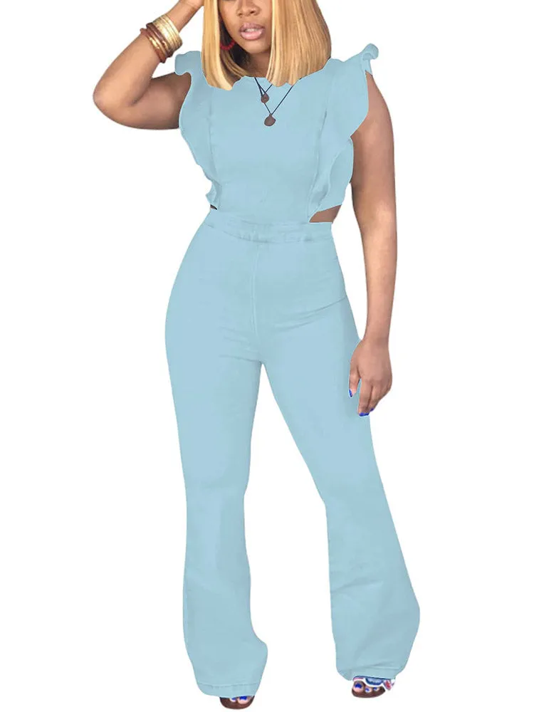 Ruffled Wide Leg Jumpsuit