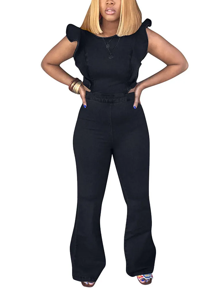 Ruffled Wide Leg Jumpsuit