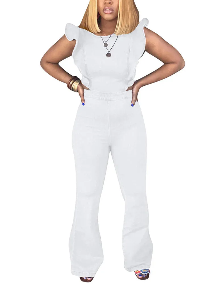 Ruffled Wide Leg Jumpsuit