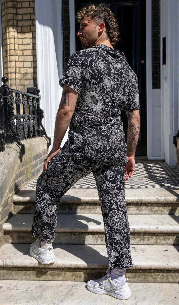 Run & Fly Black and White Floral Rayon Jumpsuit
