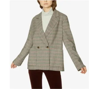 Sanctuary Clothing Womens Plaid Two Button Blazer Jacket Size XL