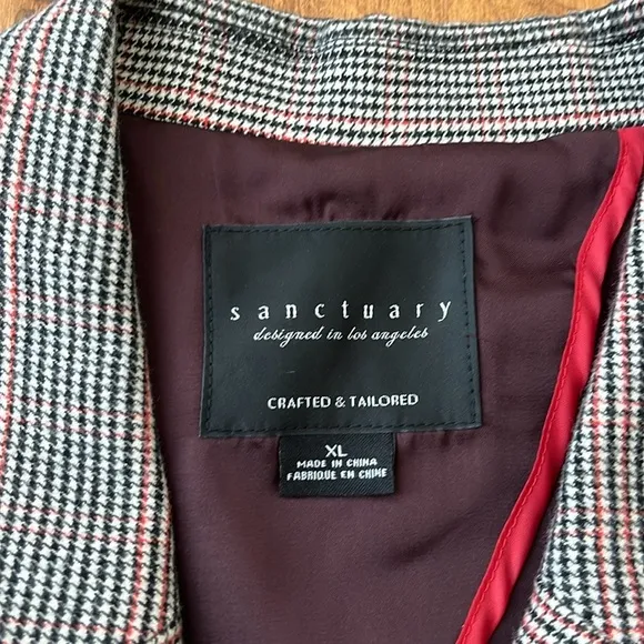Sanctuary Clothing Womens Plaid Two Button Blazer Jacket Size XL