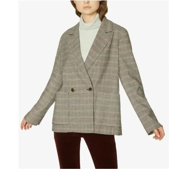 Sanctuary Clothing Womens Plaid Two Button Blazer Jacket Size XL