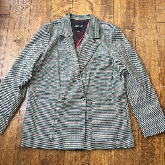 Sanctuary Clothing Womens Plaid Two Button Blazer Jacket Size XL