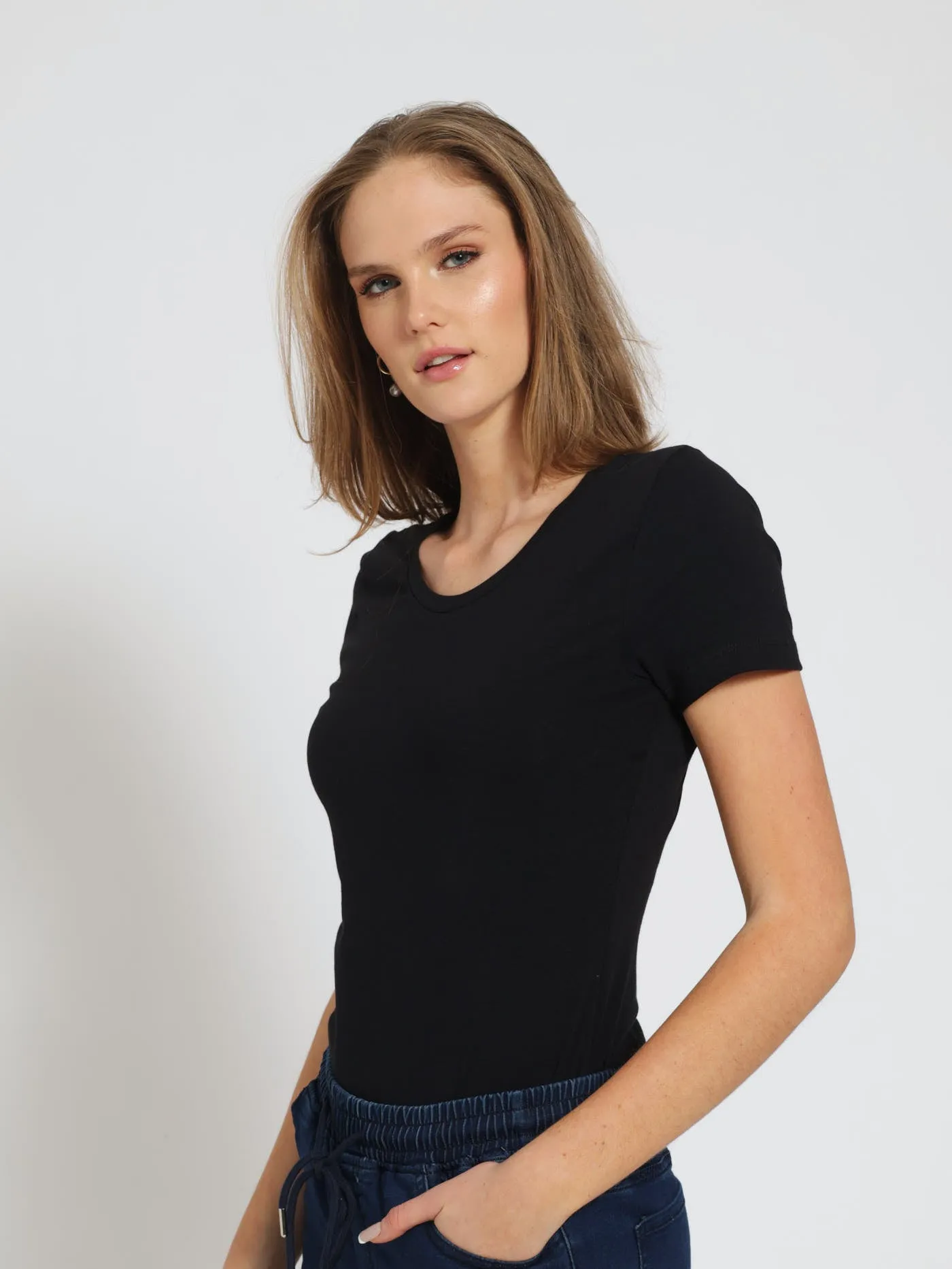 Scoop Neck Bodysuit - Black