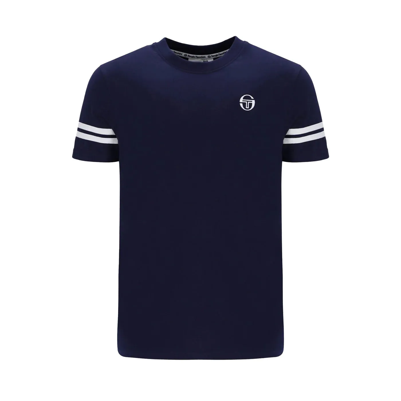Sergio Tacchini Grello Crew Neck T-Shirt In Maritime Blue/ White