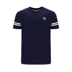 Sergio Tacchini Grello Crew Neck T-Shirt In Maritime Blue/ White