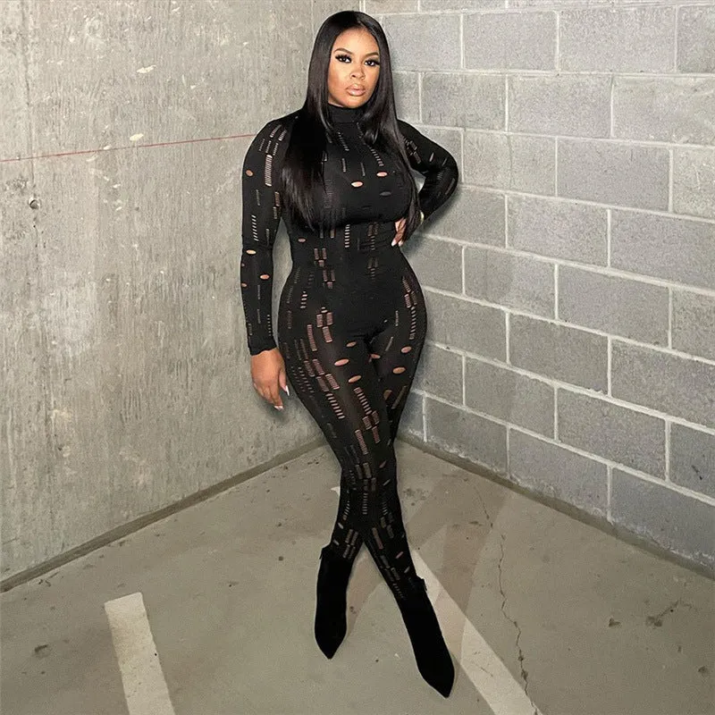 Sexy Cutout Solid Color Jumpsuit（AY1795）