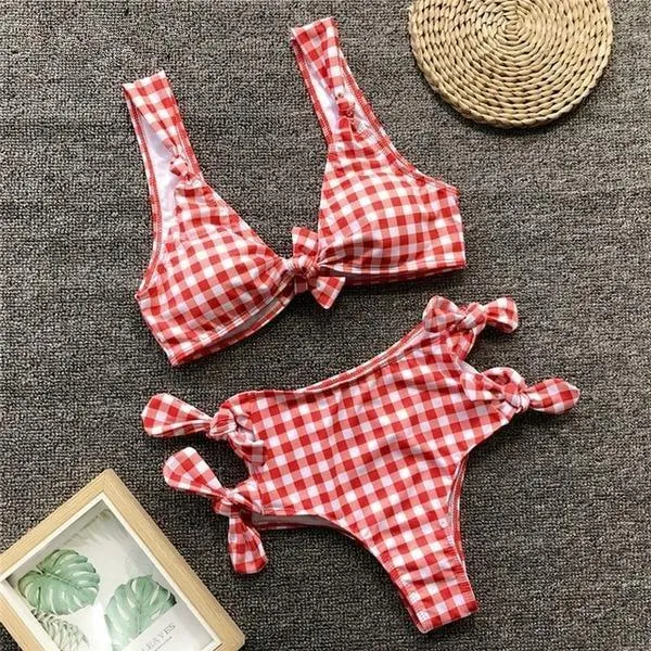 Sexy v-neck dot print two-piece women bodysuit Summer beach wear B032