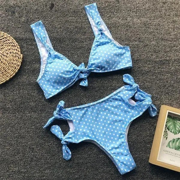 Sexy v-neck dot print two-piece women bodysuit Summer beach wear B032