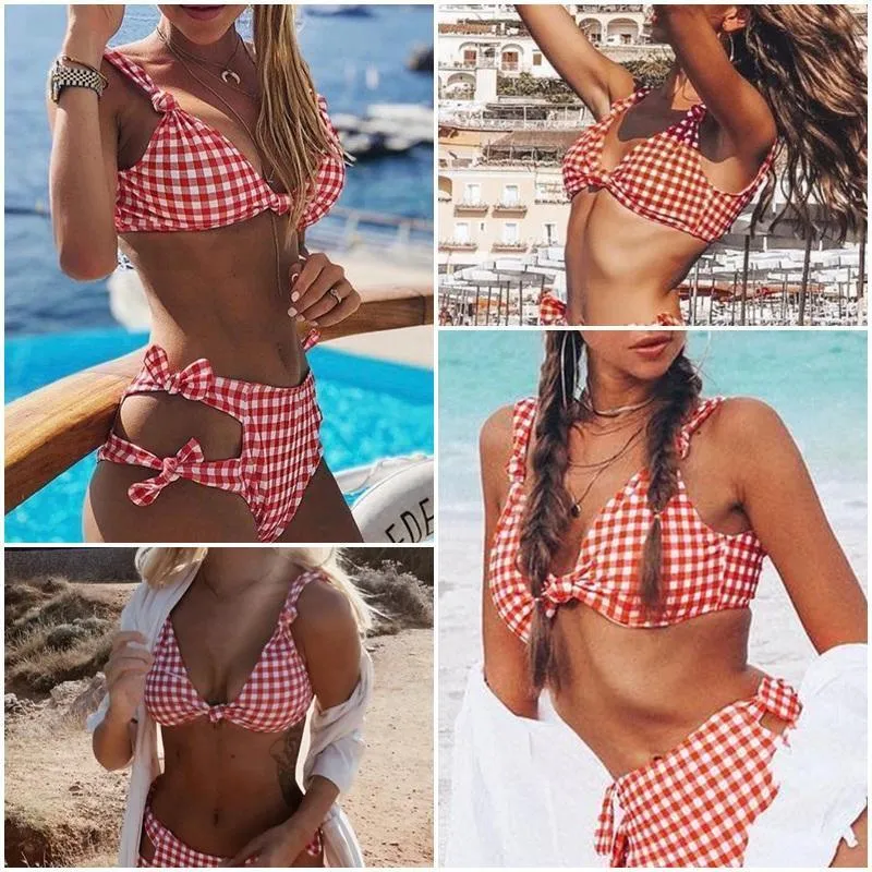 Sexy v-neck dot print two-piece women bodysuit Summer beach wear B032