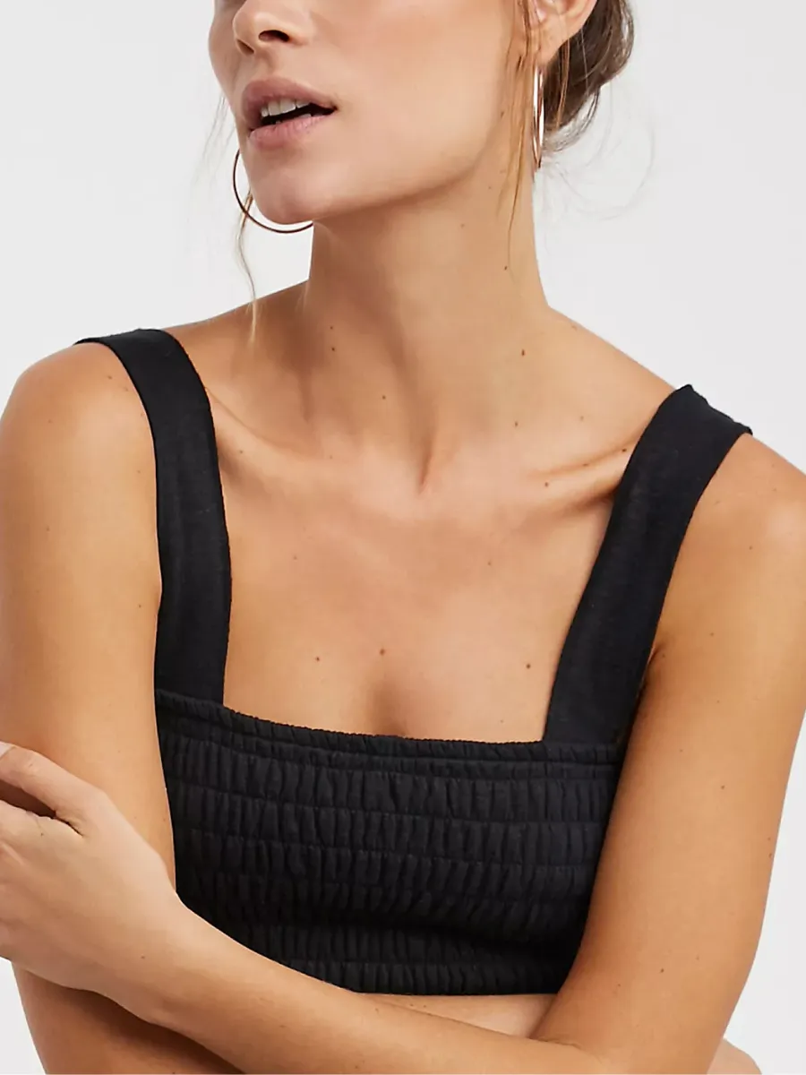 Shore Vacays Smocked Pocketed Wide Leg Jumpsuit - Black