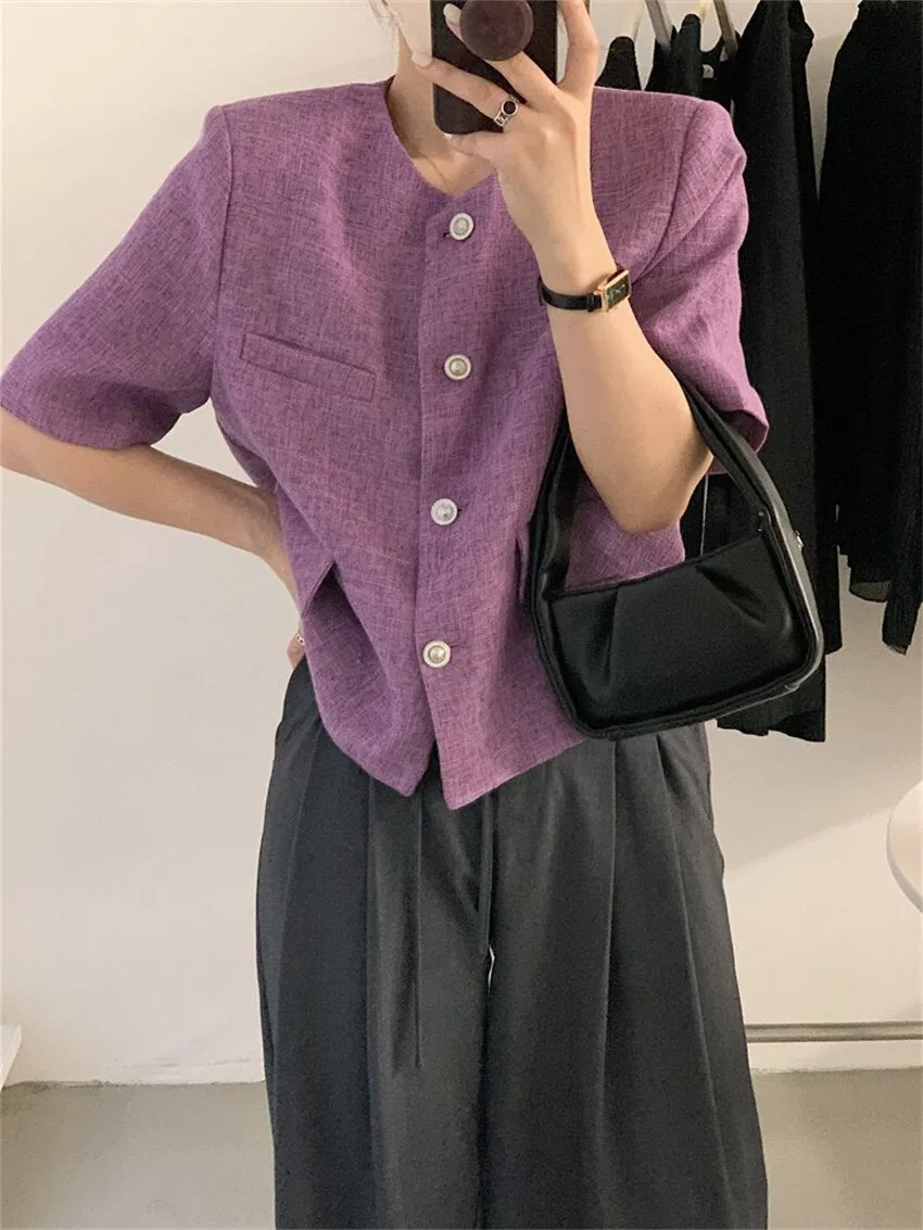 Short Sleeve Elegant Slim Office Blazers