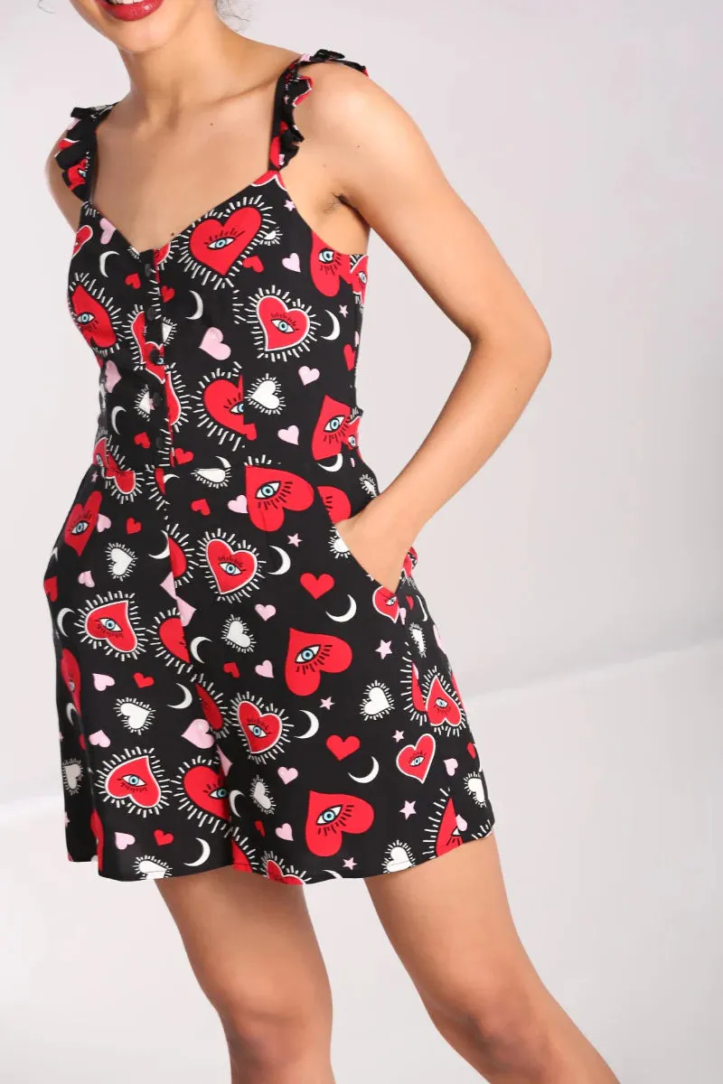 SIZE 14* Hell Bunny Kate Heart Playsuit