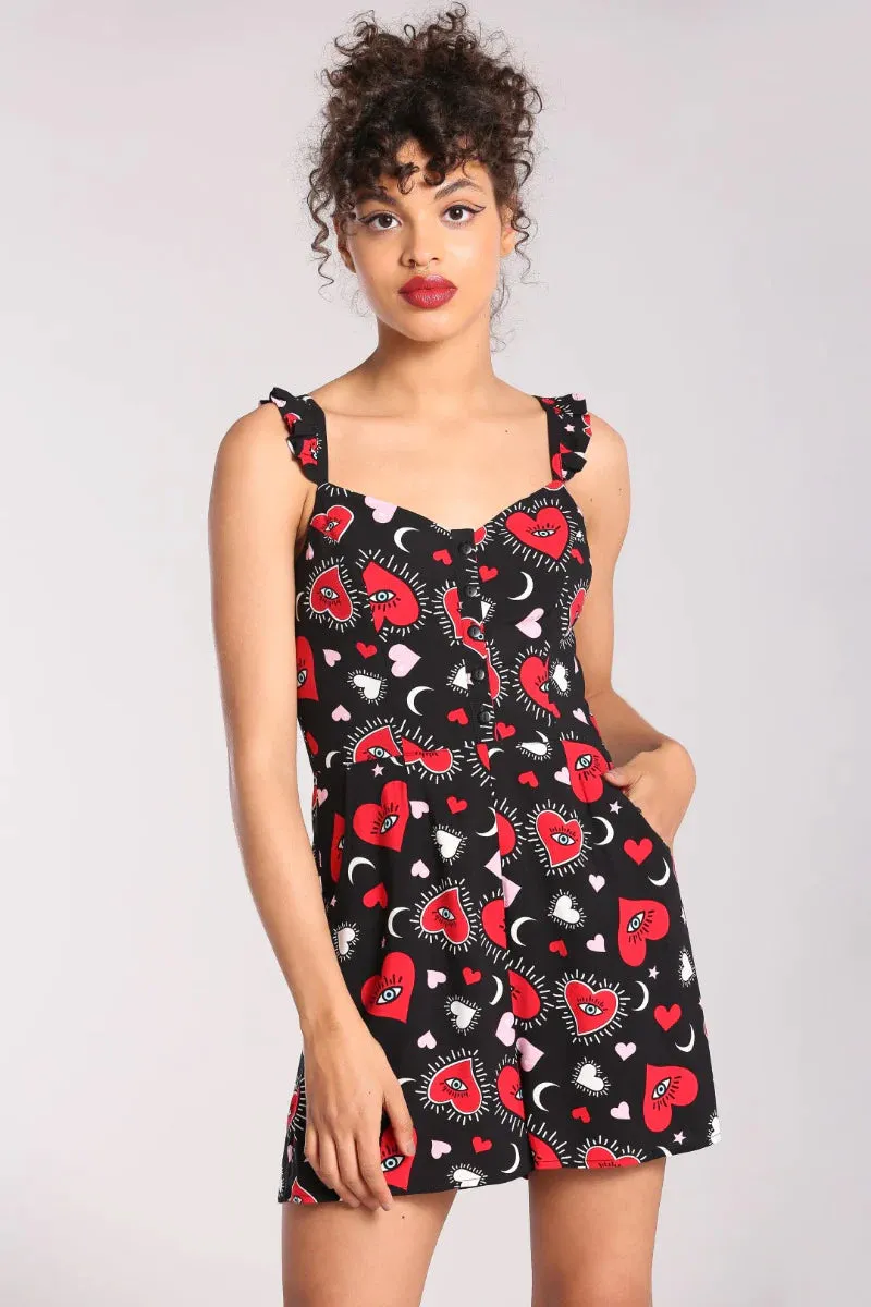 SIZE 14* Hell Bunny Kate Heart Playsuit