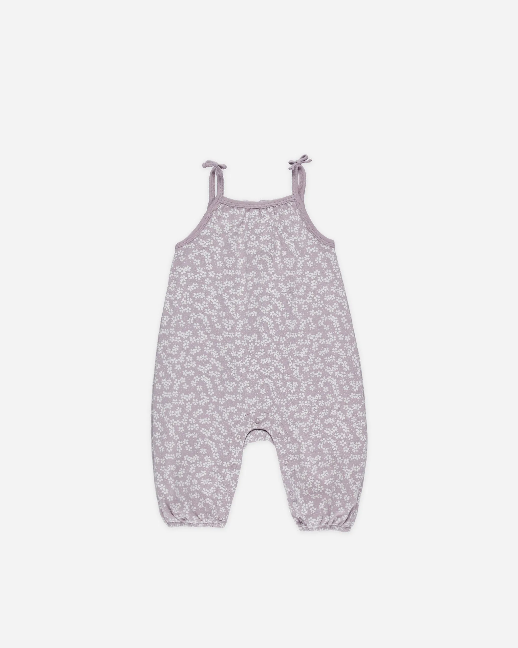 Smocked Jumpsuit || Lavender Ditsy