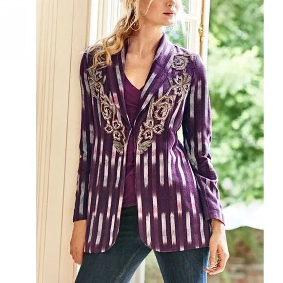 Soft Surroundings Topkapi Beaded Ikat Jacket S