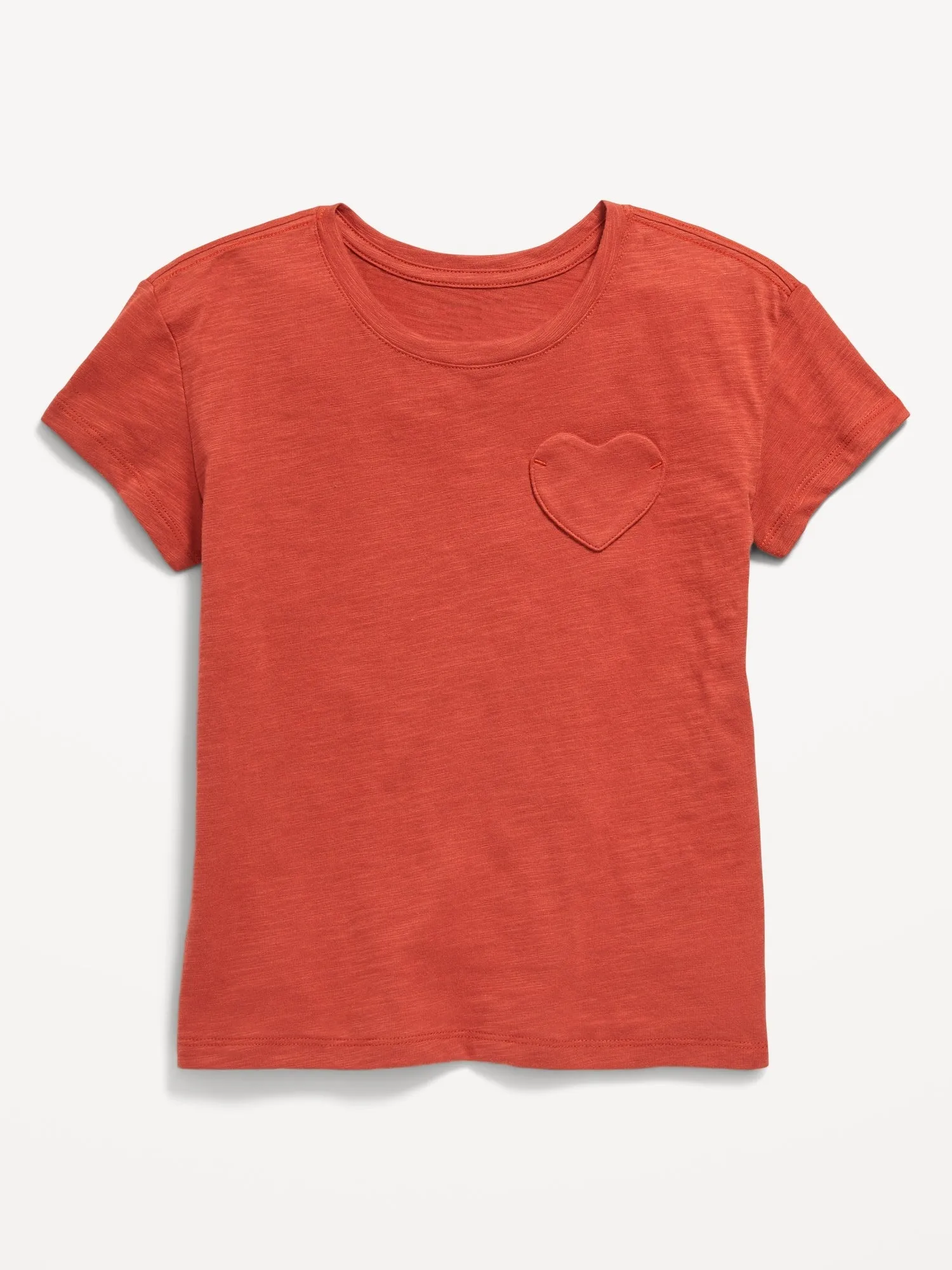 Softest Short-Sleeve Heart-Pocket T-Shirt for Girls