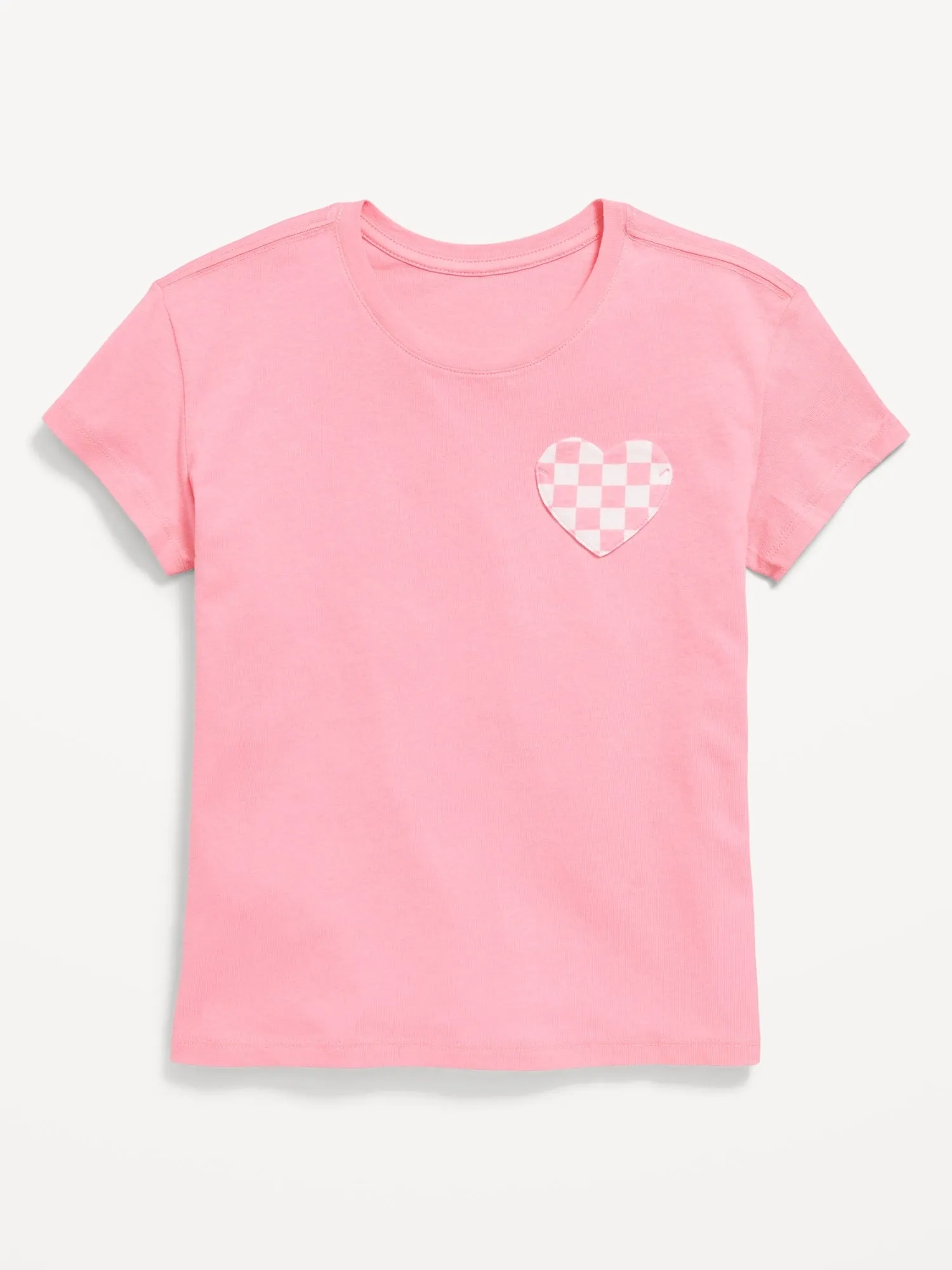 Softest Short-Sleeve Heart-Pocket T-Shirt for Girls