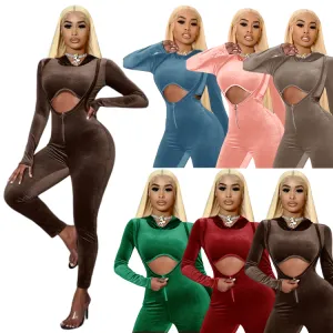 Solid color three-dimensional hoodie suit (AY1484)