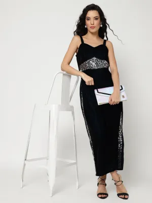 Solid Velvet Jumpsuit With Sequin Patch (Set Of 1)