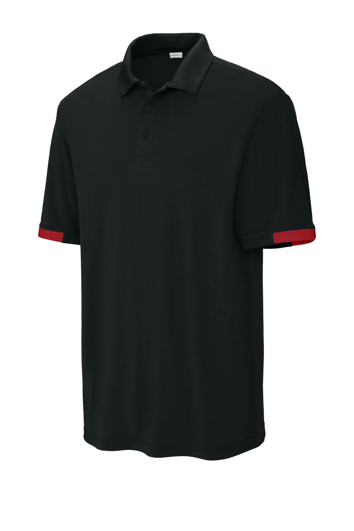 Sport-Tek Club Colorblock Polo ST444 Black/ Deep Red