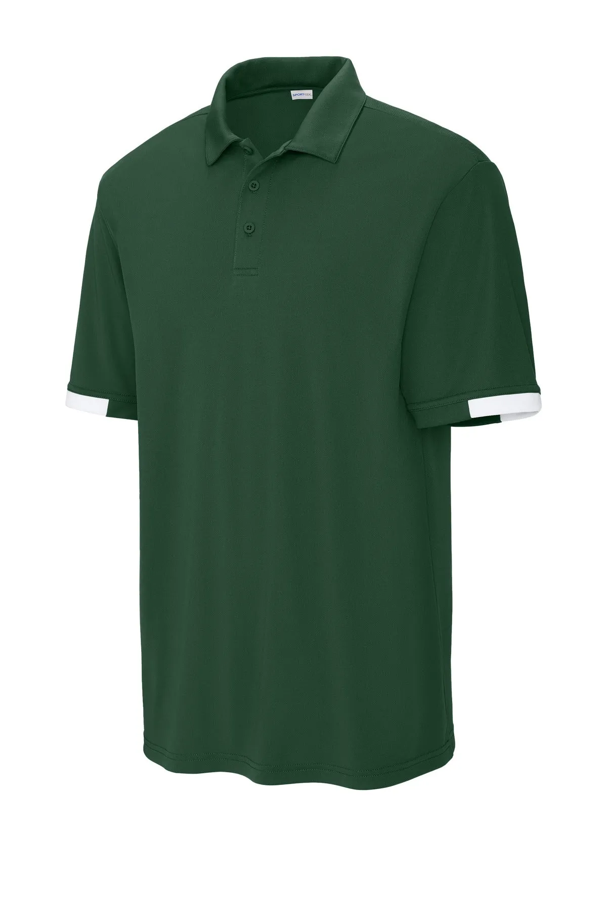 Sport-Tek Club Colorblock Polo ST444 Forest Green/ White